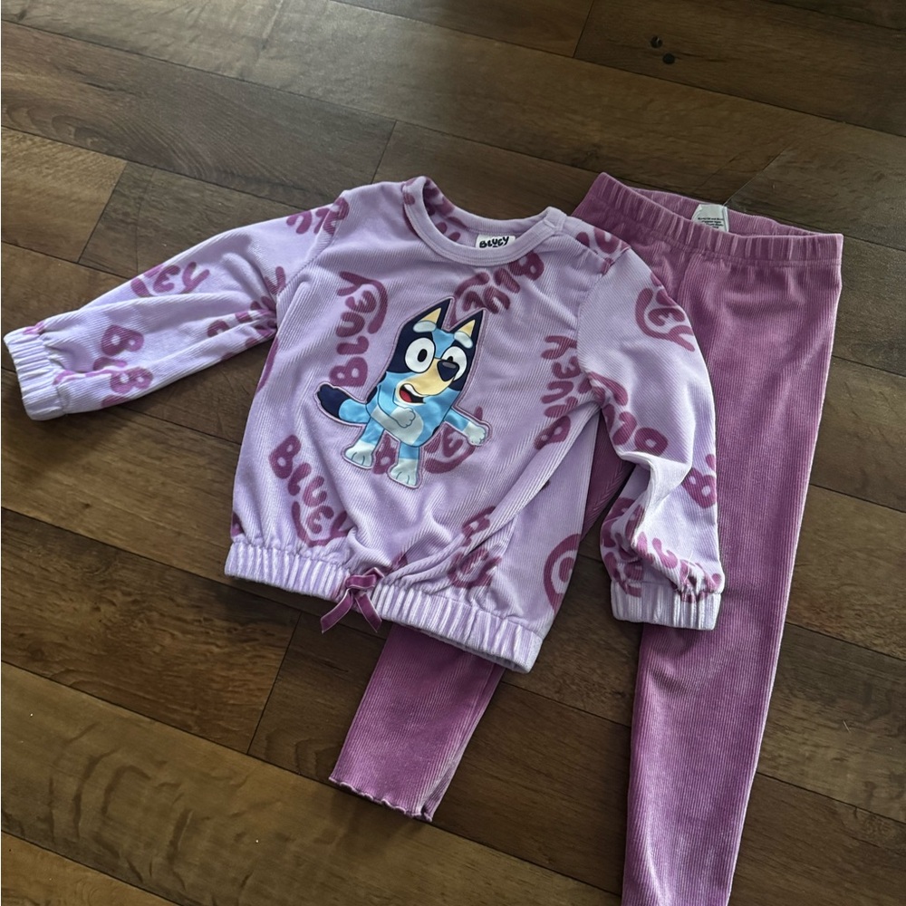 Bluey Cozy 2pc Ribbed Velour Top and Bottom Set 3T